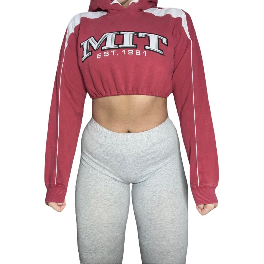 MIT Reworked Custom Crop Hoodie